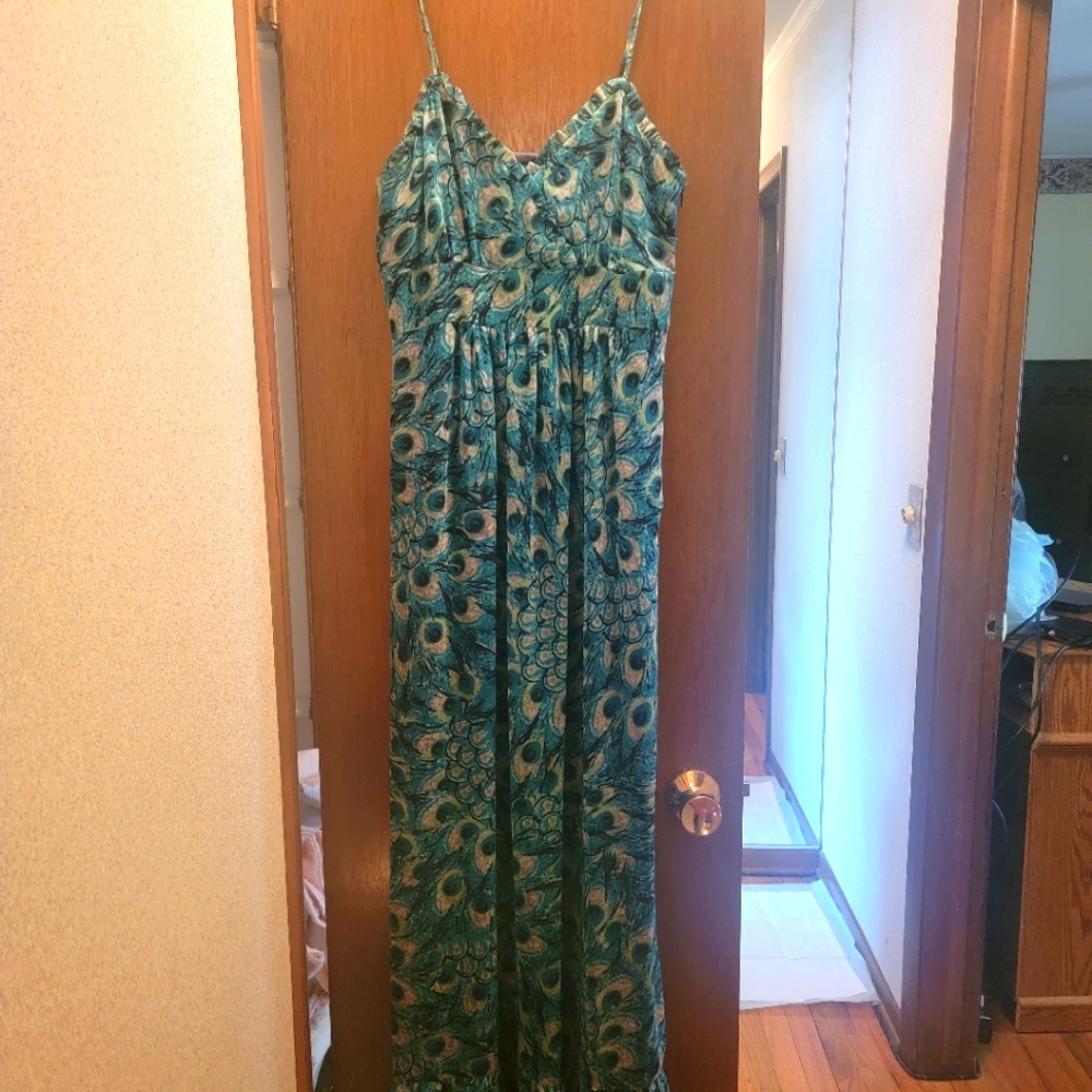 Peacock Print Maxi Dress (like new)